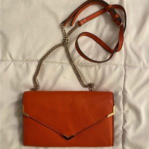Saks Fifth Avenue Orange Leather Crossbody Bag